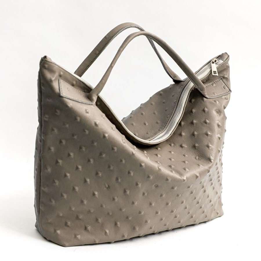 Borse A Mano Laura Di Maggio | Biker - Borsa In Pelle Soft Stampa Chiodo Taupe - Laura Di Maggio