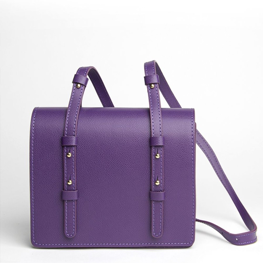 Borse A Spalla Laura Di Maggio | Lea - Postina In Pelle Saffiano Viola - Laura Di Maggio