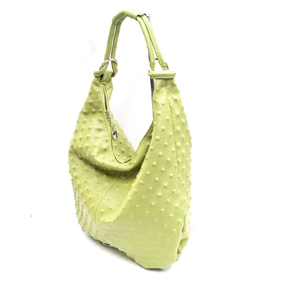 Borse A Spalla Laura Di Maggio | Asia - Hobo Bag In Pelle Stampa Chiodo Lime - Laura Di Maggio