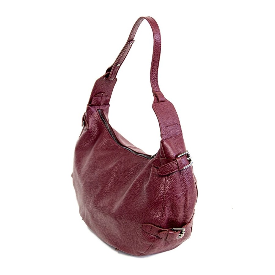 Borse A Spalla Laura Di Maggio | Candy - Hobo Bag Con Cinture Laterali Rubino - Laura Di Maggio