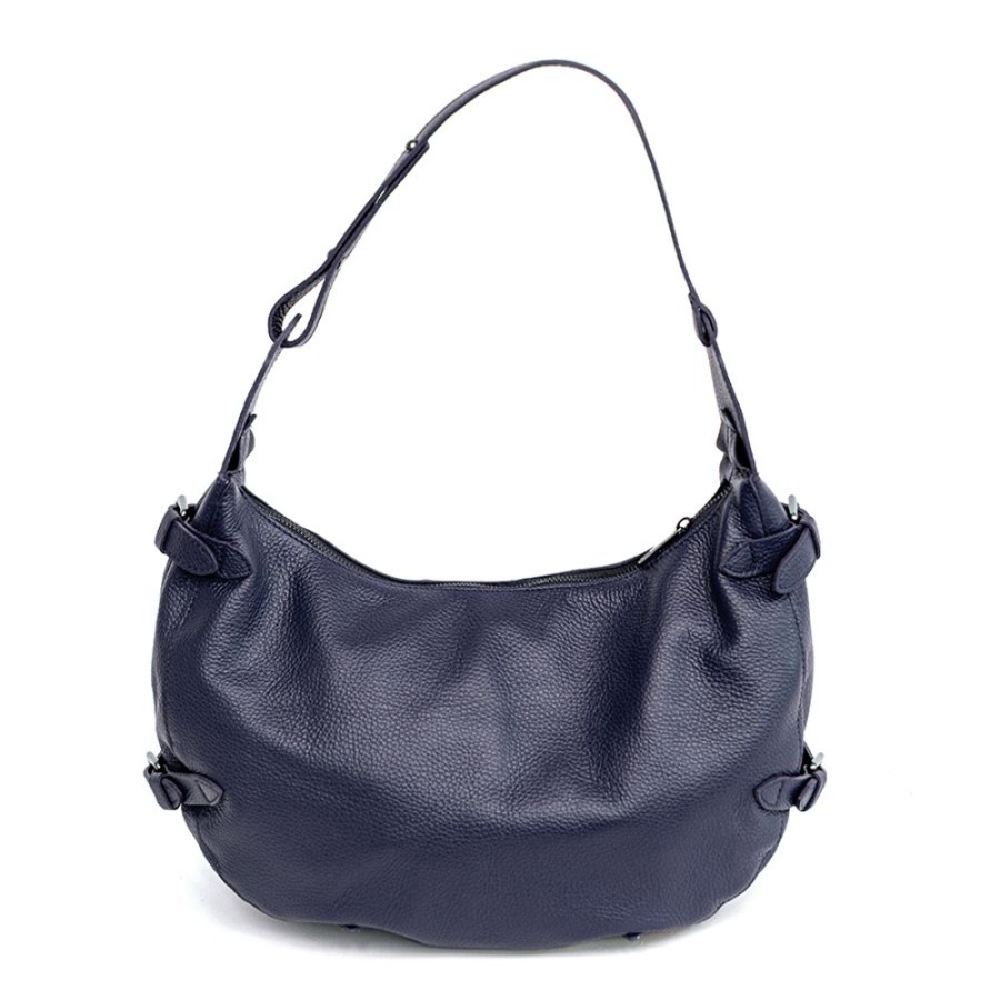 Borse A Spalla Laura Di Maggio | Candy - Hobo Bag Con Cinture Laterali Blu Notte - Laura Di Maggio