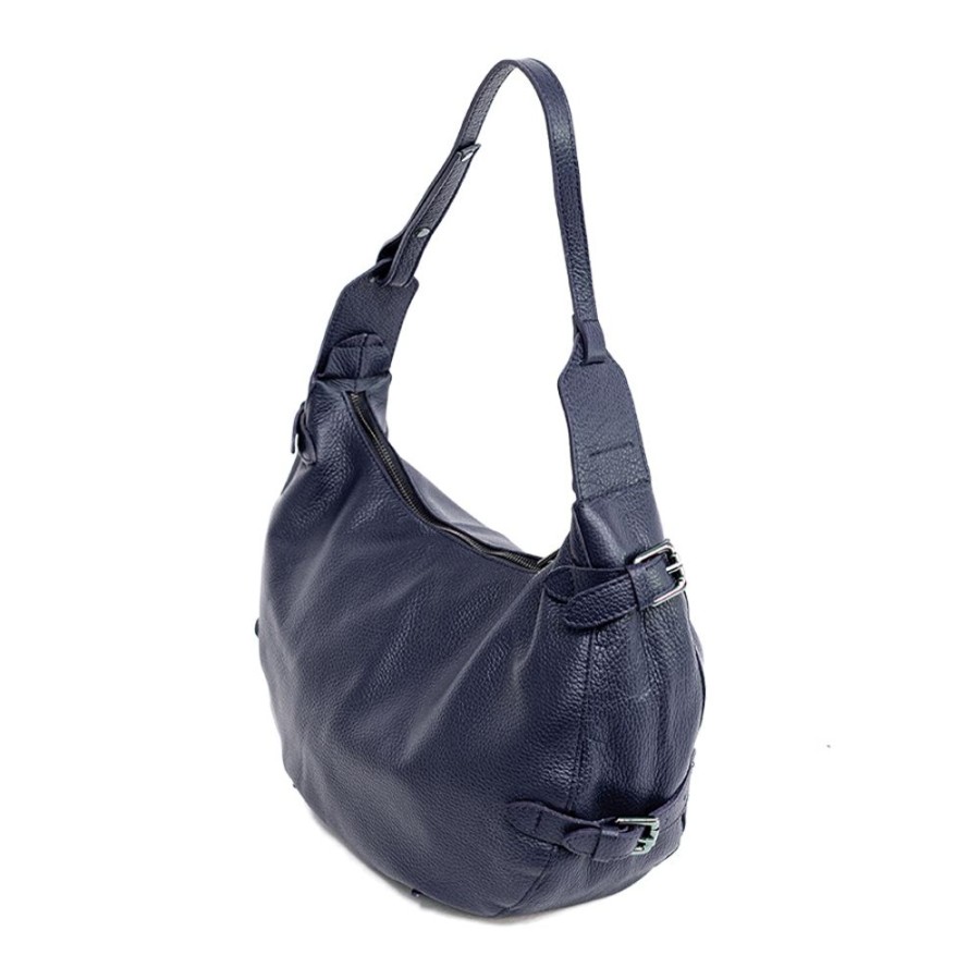 Borse A Spalla Laura Di Maggio | Candy - Hobo Bag Con Cinture Laterali Blu Notte - Laura Di Maggio