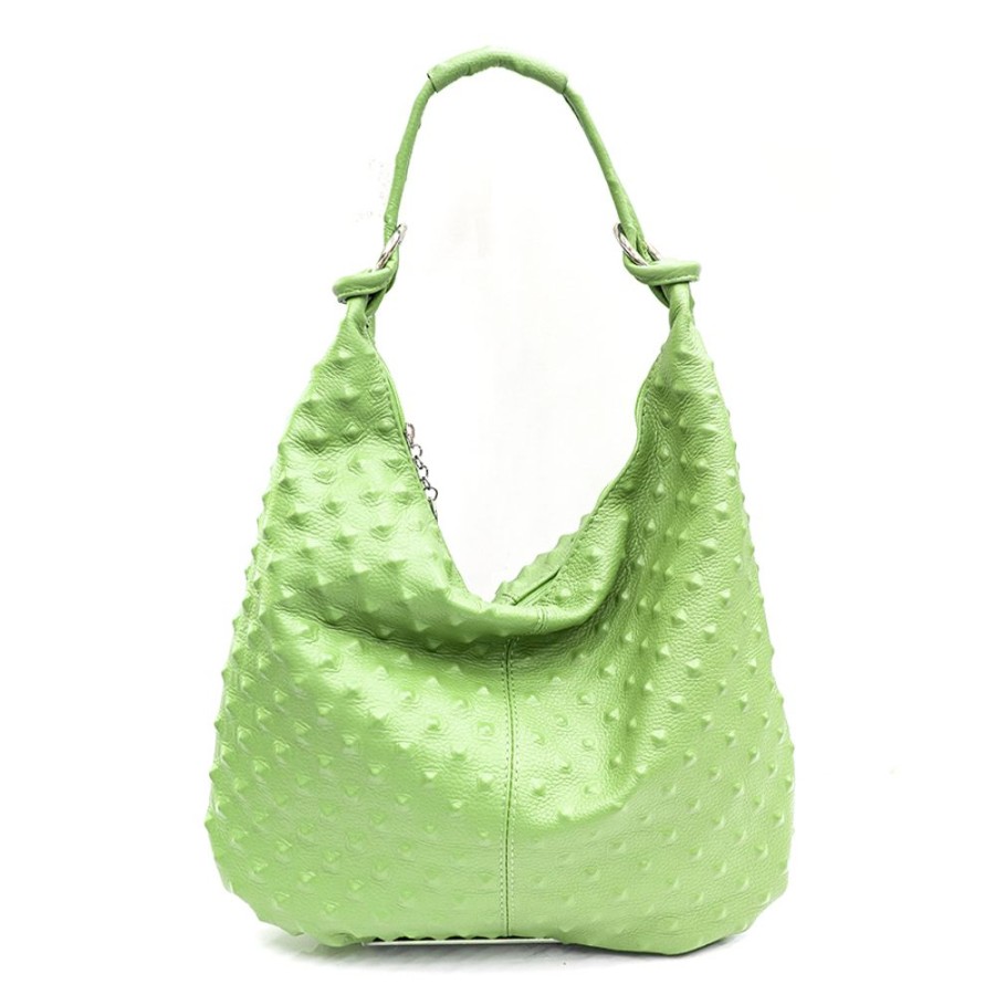 Borse A Spalla Laura Di Maggio | Asia - Hobo Bag In Pelle Stampa Chiodo Verde Mela - Laura Di Maggio