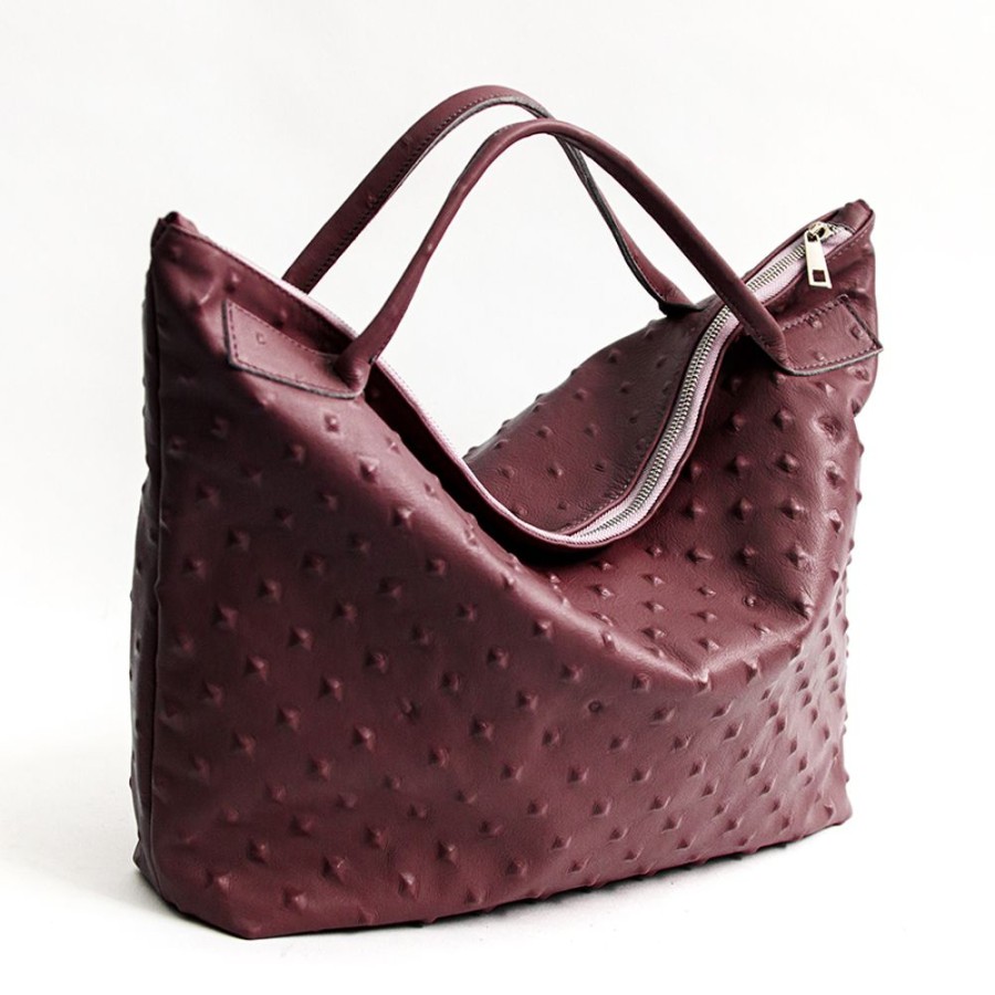 Borse A Mano Laura Di Maggio | Biker - Borsa In Pelle Soft Stampa Chiodo Bordeaux - Laura Di Maggio