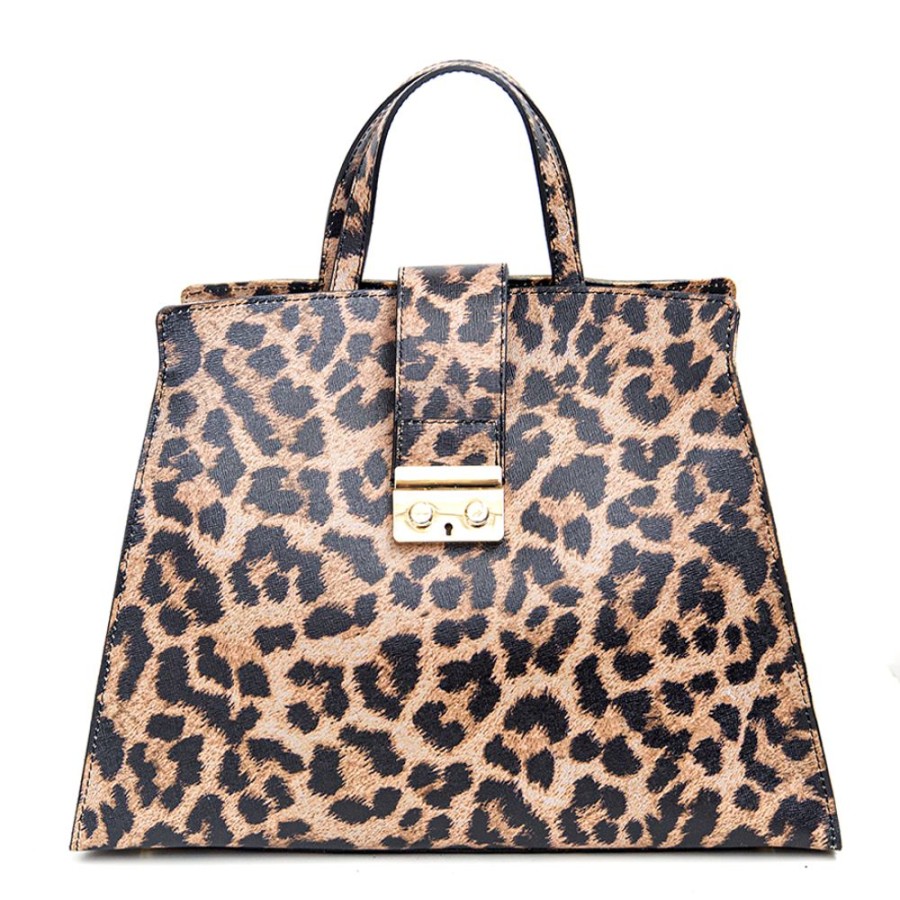 Borse A Mano Laura Di Maggio | Leopard Big - Borsa In Pelle Saffiano Stampa Leopardo - Laura Di Maggio