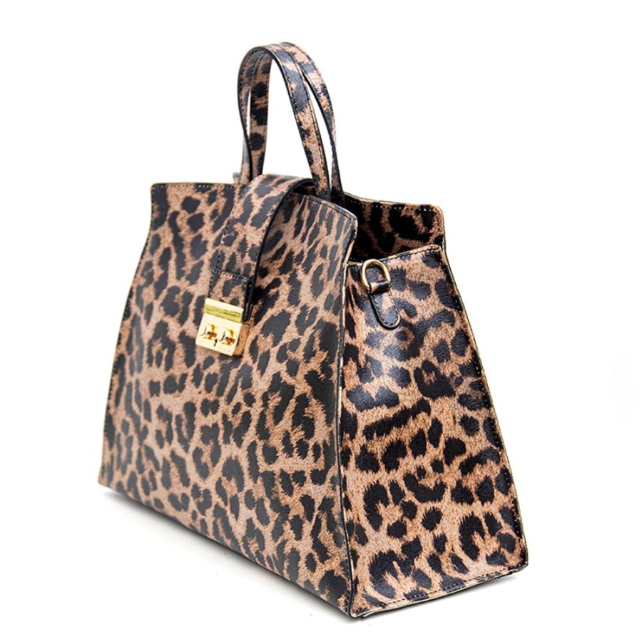 Borse A Mano Laura Di Maggio | Leopard Big - Borsa In Pelle Saffiano Stampa Leopardo - Laura Di Maggio