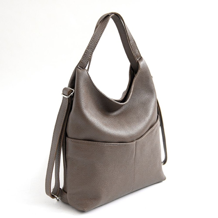 Zaini Laura Di Maggio | Madrid Zaino/Borsa In Pelle Taupe - Laura Di Maggio