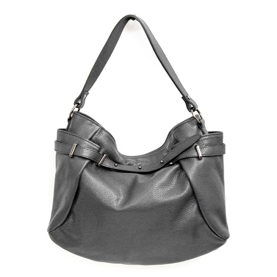 Borse A Spalla Laura Di Maggio | Elyn - Borsa In Pelle Dollaro Grigio - Laura Di Maggio