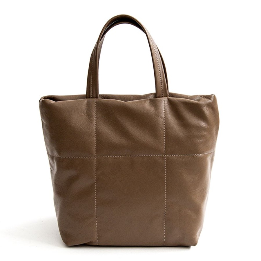 Borse A Mano Laura Di Maggio | Denise - Tote Bag In Pelle Nappa Trapuntata Taupe - Laura Di Maggio