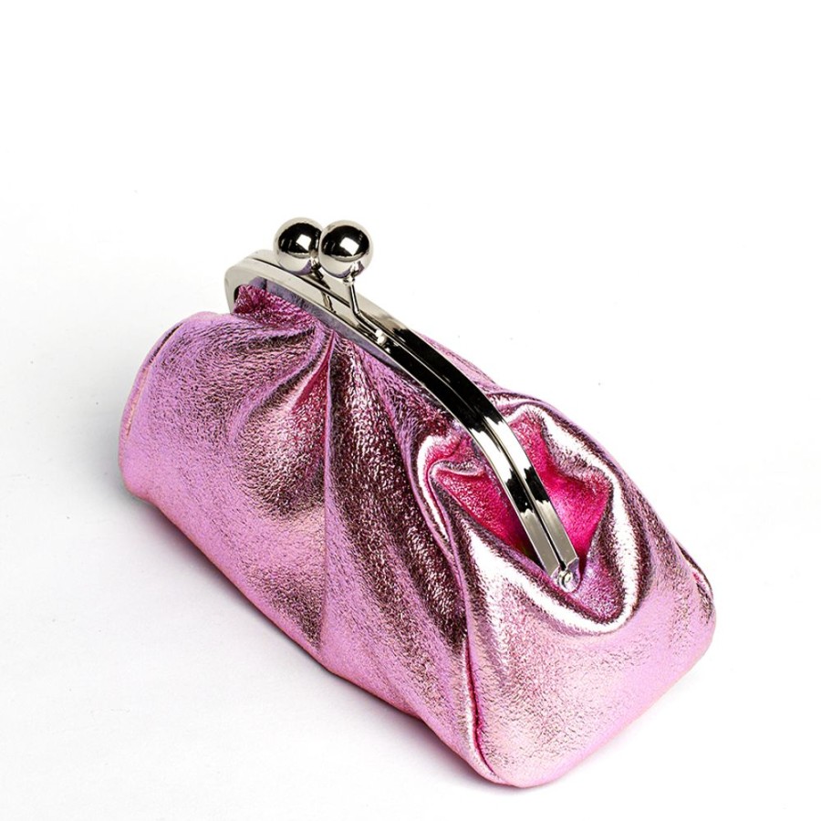 Borse Da Sera Laura Di Maggio | Clutch - Borsetta In Pelle Laminata Rosa - Laura Di Maggio