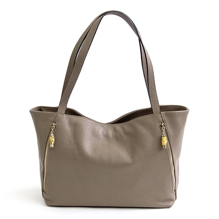 Borse A Spalla Laura Di Maggio | Bambu' Shopper - Borsa In Pelle Taupe - Laura Di Maggio