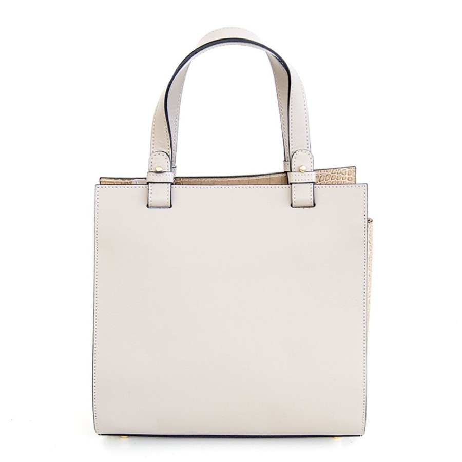 Borse A Mano Laura Di Maggio | Maira - Borsa Beige In Pelle Elegant Con Lato In Cocco - Laura Di Maggio