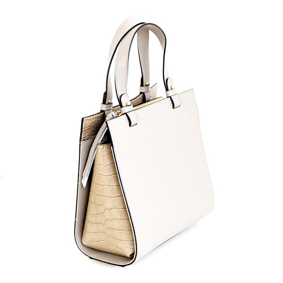 Borse A Mano Laura Di Maggio | Maira - Borsa Beige In Pelle Elegant Con Lato In Cocco - Laura Di Maggio