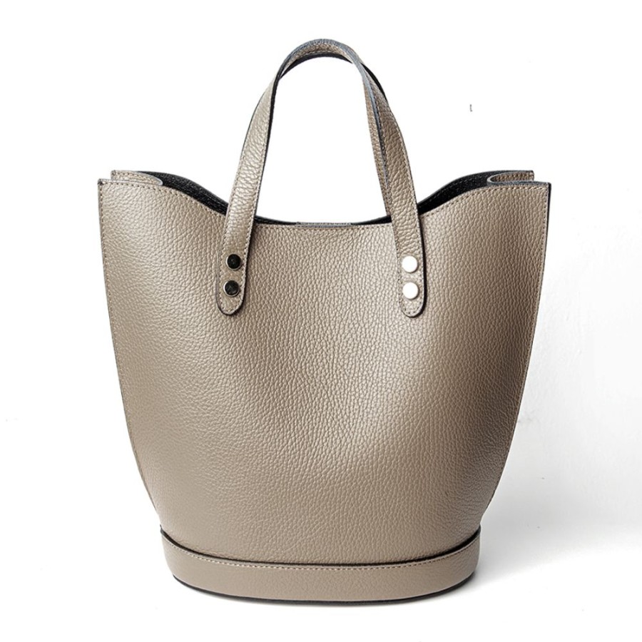 Borse A Mano Laura Di Maggio | Diva - Borsa Vasetto In Pelle Dollaro Taupe - Laura Di Maggio