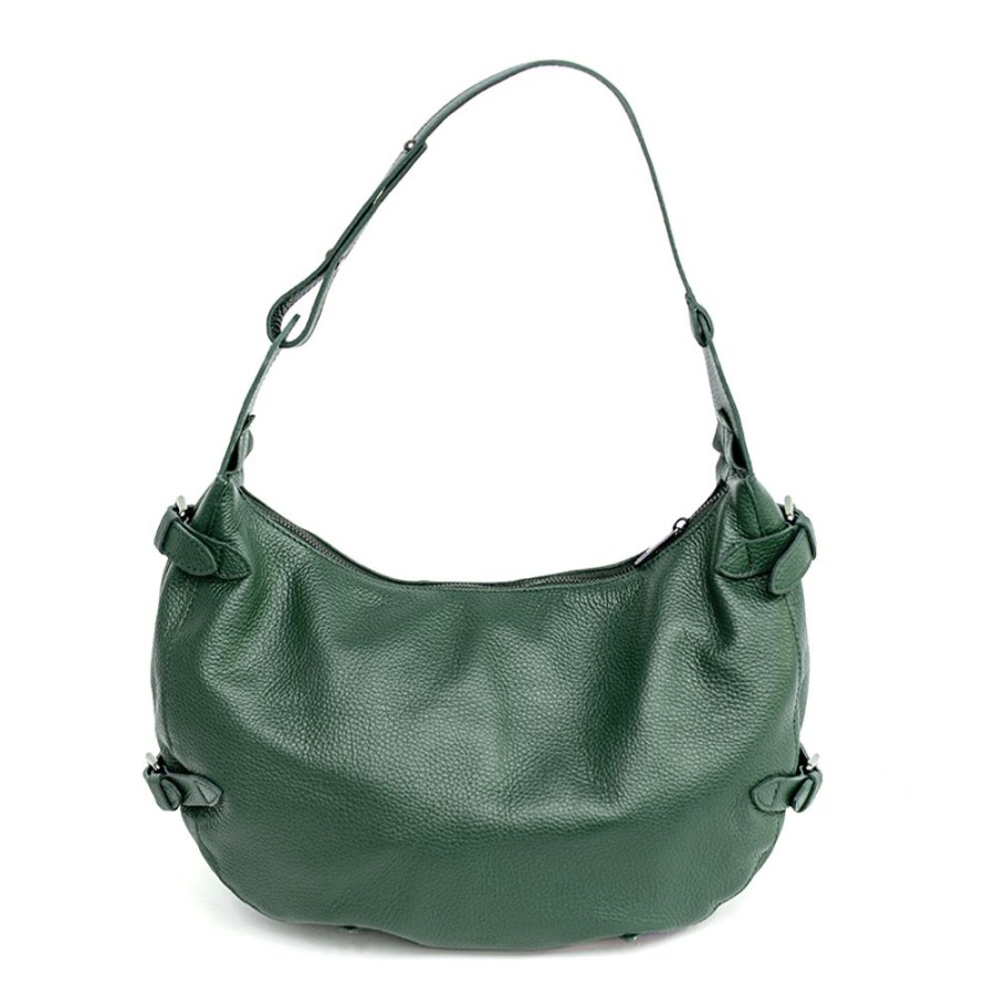 Borse A Spalla Laura Di Maggio | Candy - Hobo Bag Con Cinture Laterali Verde - Laura Di Maggio