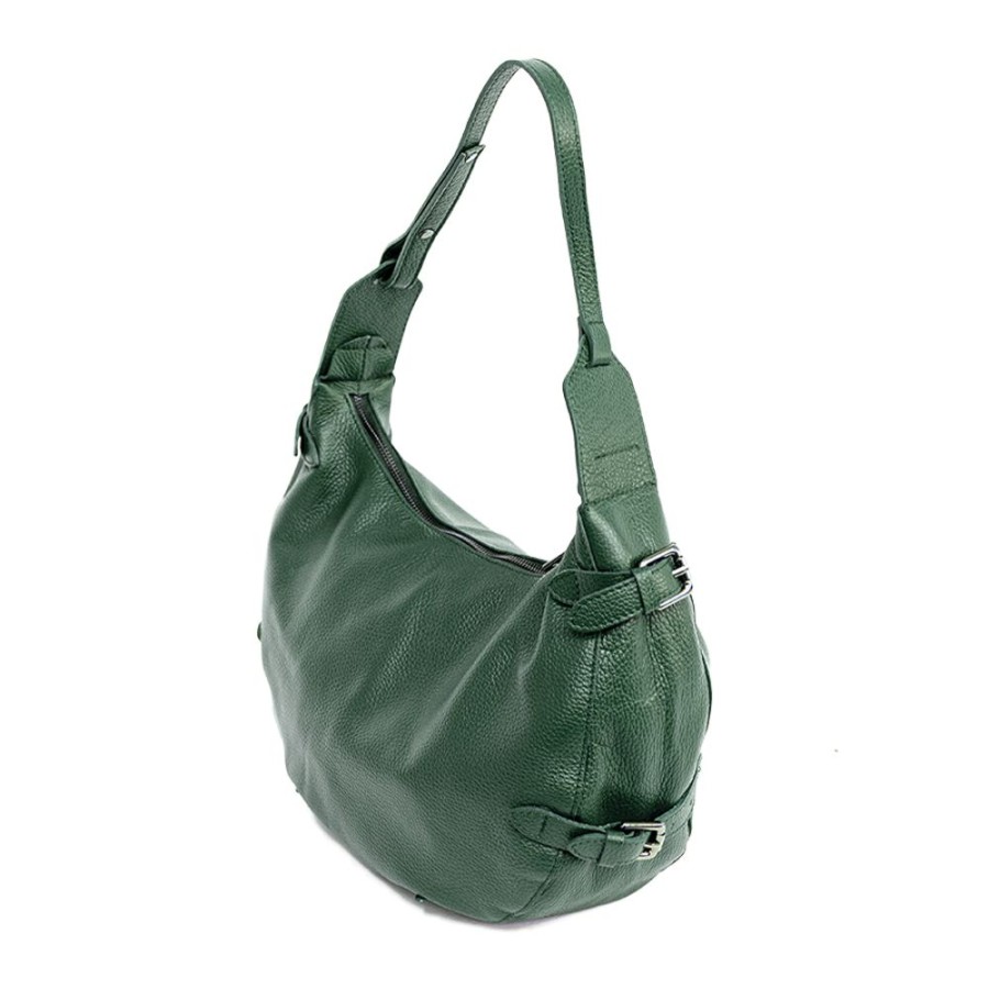 Borse A Spalla Laura Di Maggio | Candy - Hobo Bag Con Cinture Laterali Verde - Laura Di Maggio