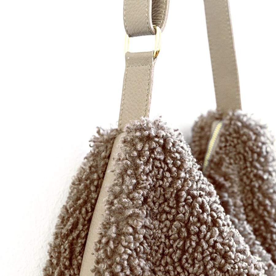 Borse A Spalla Laura Di Maggio | Boucle' - Sacca In Pelle E Pelliccia Ecologica Beige - Laura Di Maggio