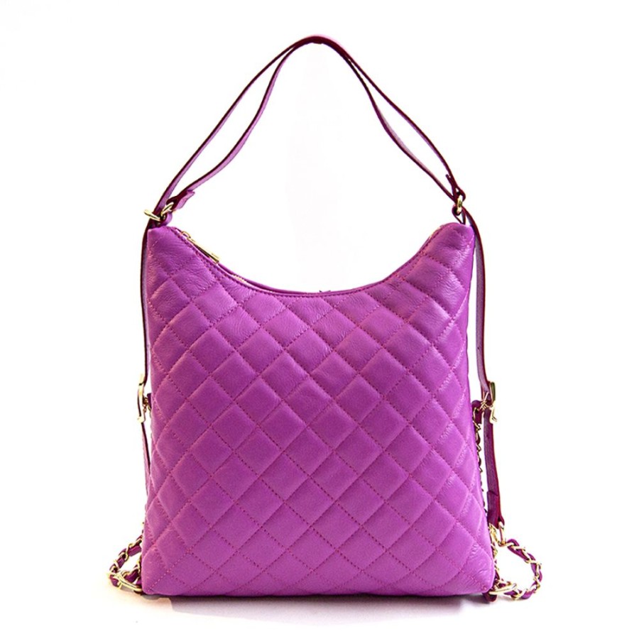 Zaini Laura Di Maggio | Isabel - Zaino/Borsa In Nappa Trapuntata Fuxia - Laura Di Maggio