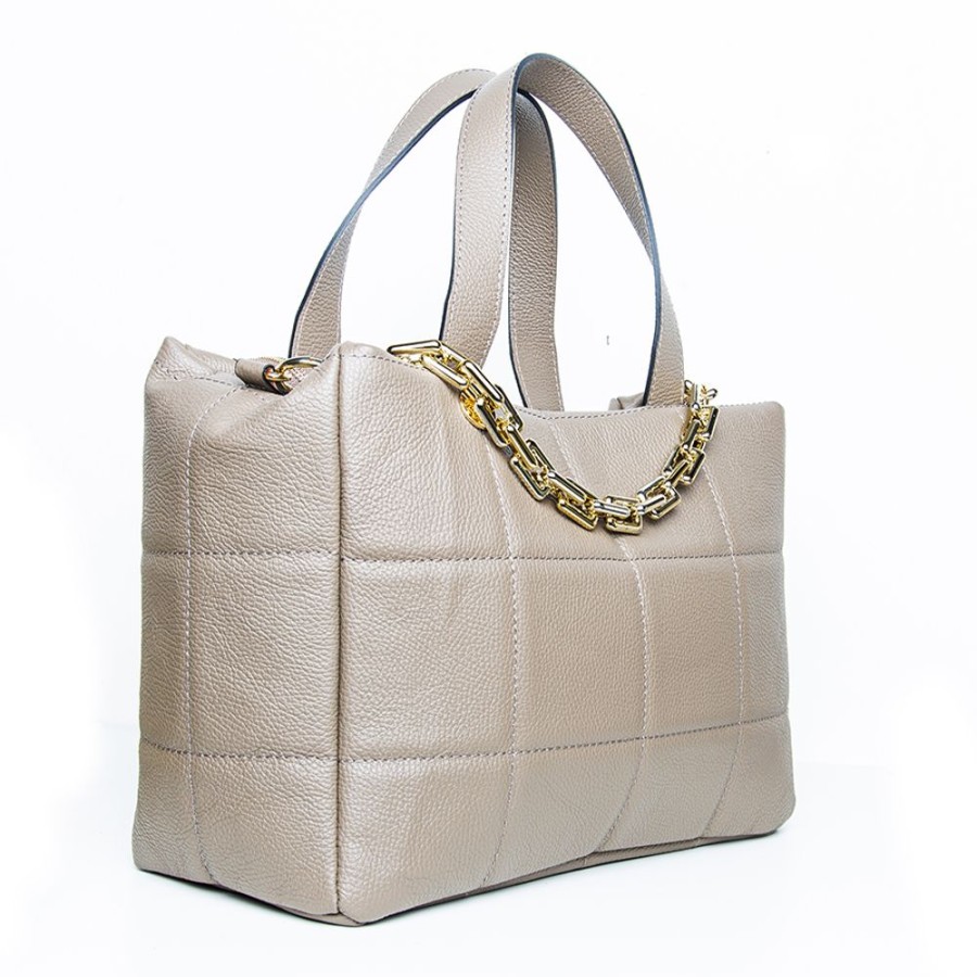 Borse A Mano Laura Di Maggio | Tyra - Borsa In Pelle Dollaro Trapuntato Beige - Laura Di Maggio