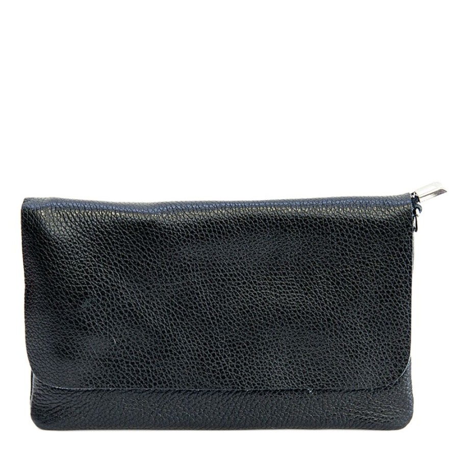 Borse Da Sera Laura Di Maggio | Claire - Pochette Sottile Nera In Pelle Dollaro - Laura Di Maggio